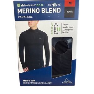 Paradox Black Merino Blend Men’s Base Layer - NWT Medium